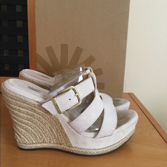 UGG Shoes - UGG Hedy cream wedge heel sling back sandals